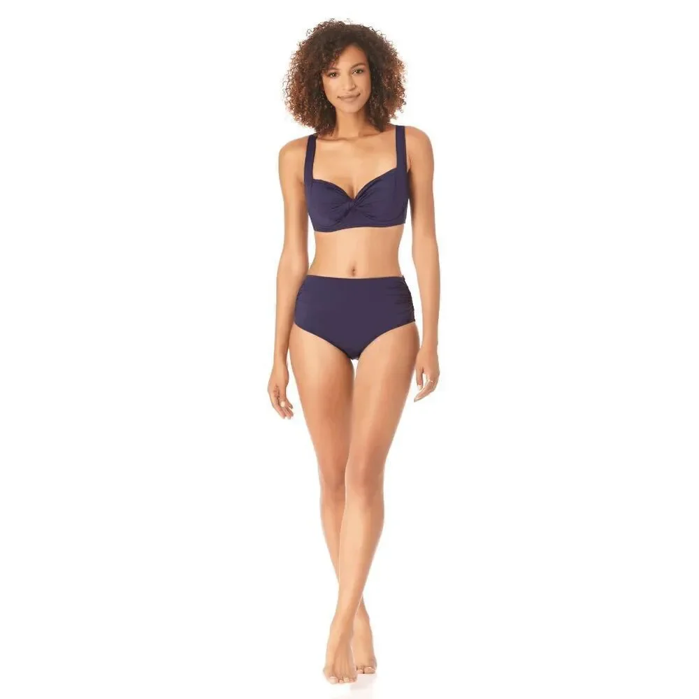 Anne Cole NWT size 34C/36B navy blue retro underwire swim bikini top